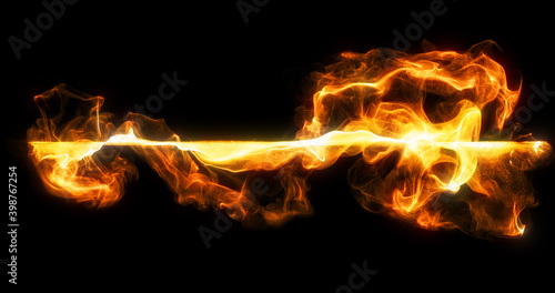 wisps, line of fire orange colored smoke billow and swirl