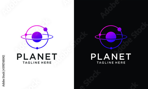 vector planet logo satellite design template cosmos best concept web icon app science