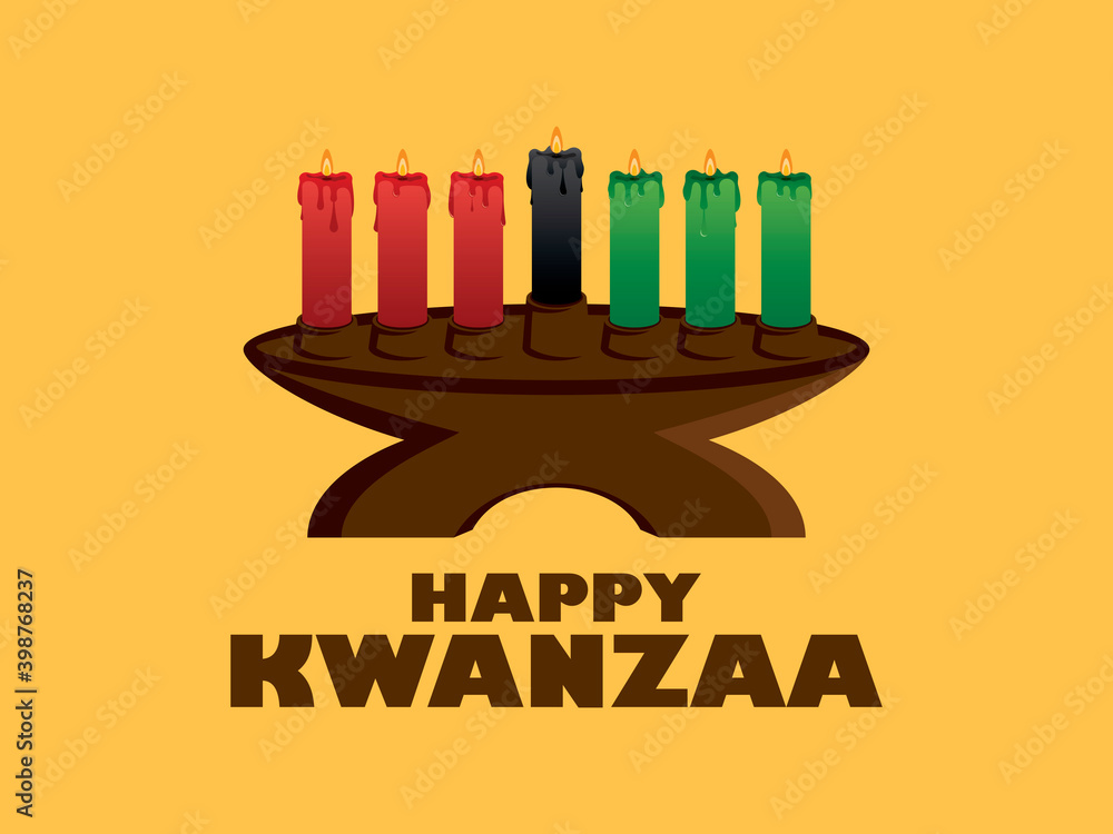 Happy Kwanzaa Sign with kinara candlestick vector. Kinara candlestick