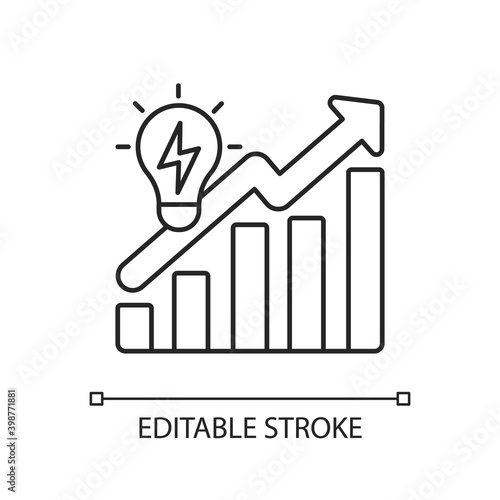 Wasteful energy consumption linear icon. Using electricity with no reason. Reducing of resources. Thin line customizable illustration. Contour symbol. Vector isolated outline drawing. Editable stroke