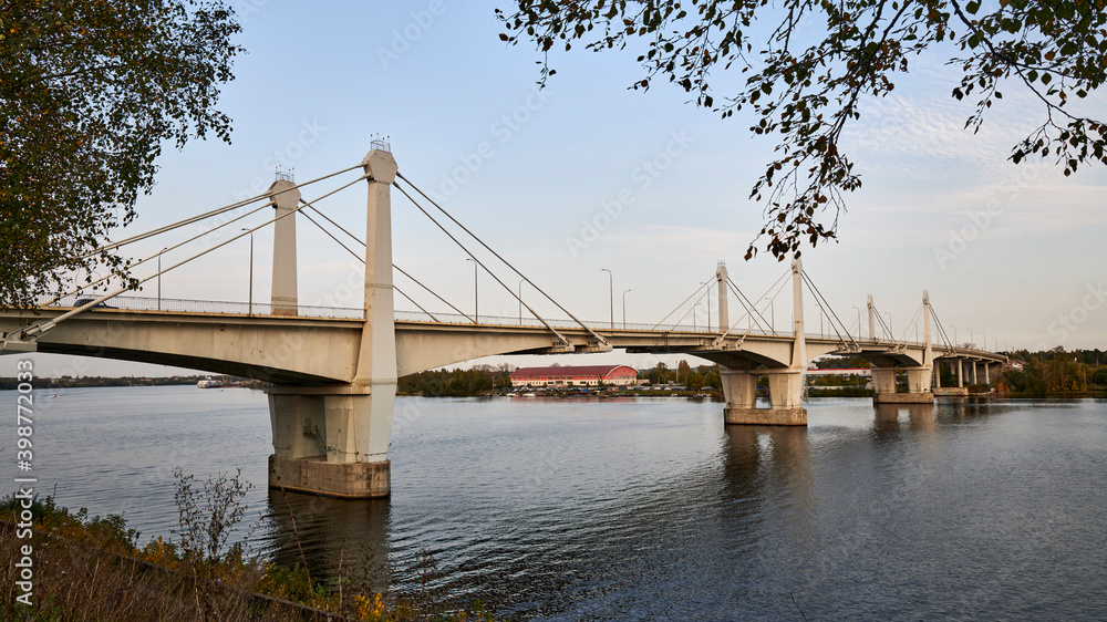 Russia. The town of Kimry. Savyolovsky bridge across the Volga river on the right side. The Ice Palace is visible in the opening Russia. The town of Kimry. Savyolovsky bridge across the Volga river on the right side. The Ice Palace is visible in the opening