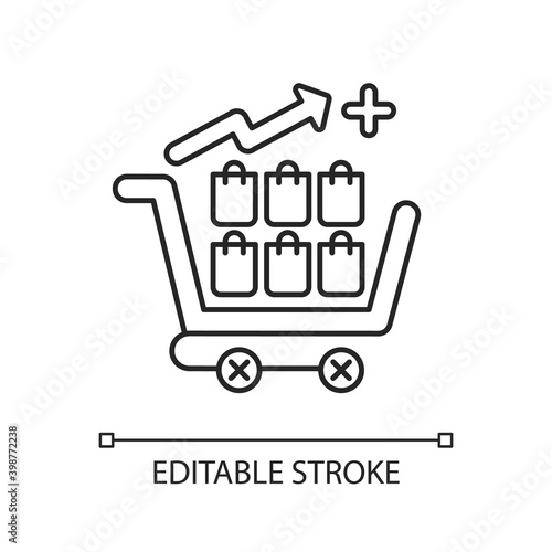 Overconsumption linear icon. Resource use has outpaced sustainable capacity of ecosystem. Thin line customizable illustration. Contour symbol. Vector isolated outline drawing. Editable stroke