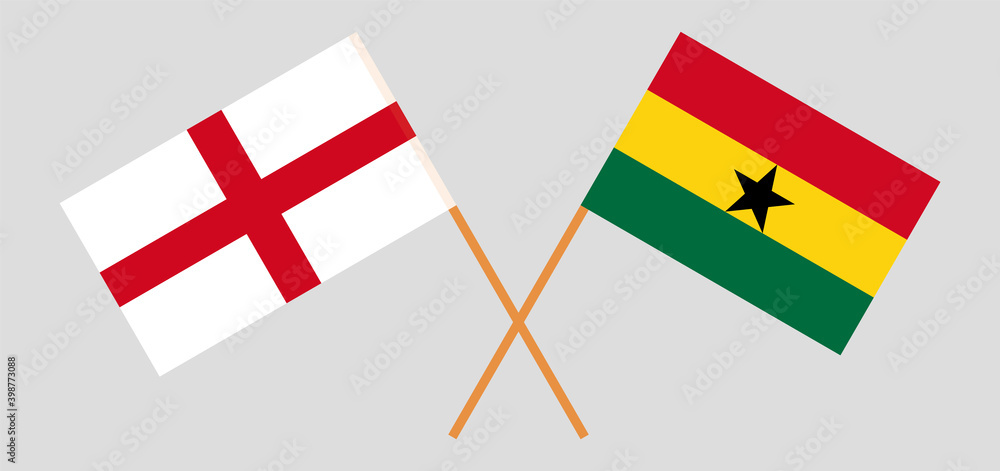 Crossed flags of England and Ghana