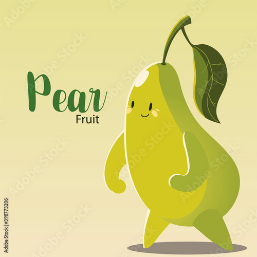fruit kawaii cheerful face cartoon cute pear