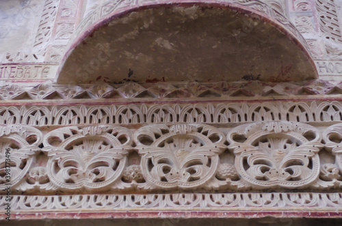 Corfinio- Abruzzo - Complex of the Cathedral of San Pelino: Floral detail of the stone ambo photo