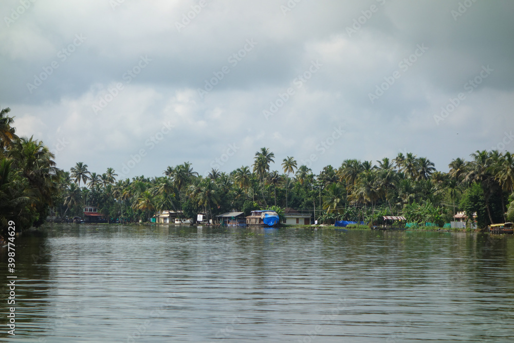 Backwaters network of brackish lagoons in Kerala