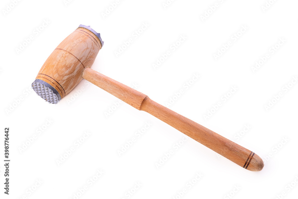 Kitchen wooden utensil hammer isolated on white Kitchen wooden utensil hammer isolated on white