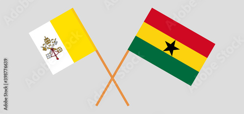 Crossed flags of Vatican and Ghana. Official colors. Correct proportion