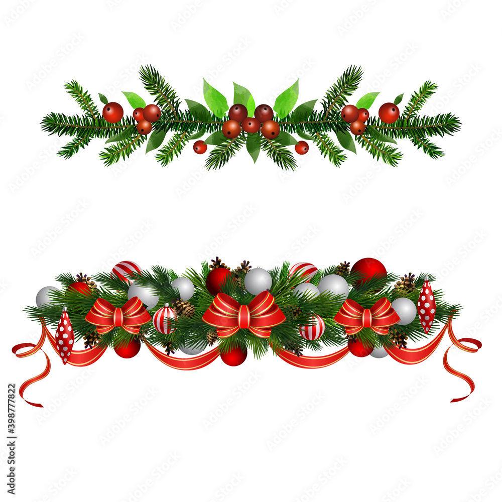 Christmas Holly brunches decoration vector Christmas Holly brunches decoration vector