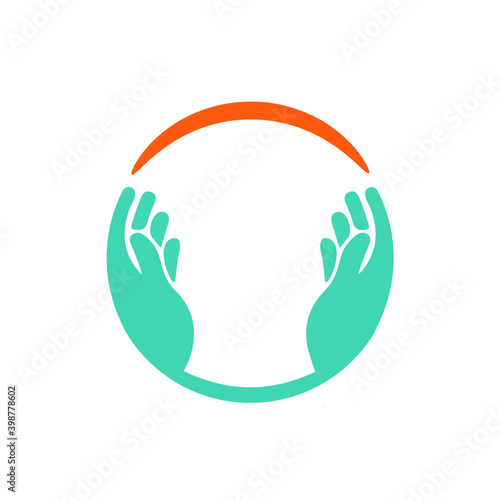Hands circle logo circle. hands outstretched
