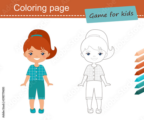 1457_Coloring page. Educational game for children. Flat cartoon style