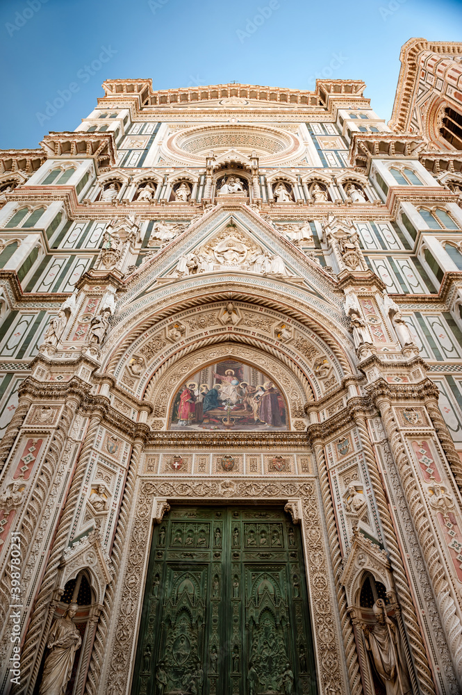 Italy. Florence. Basilica of Santa Croce. Details and exquisite forms of exterior.
