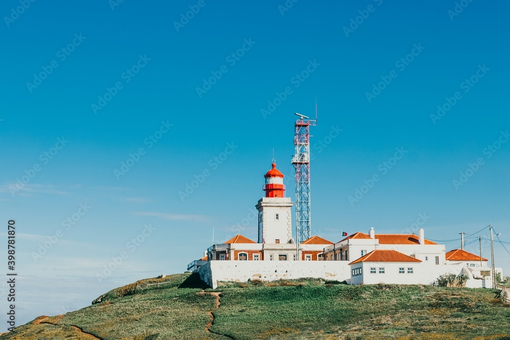 Lighthouse of Cabo da Roca on the Atlantic Ocean. Sintra, Portugal