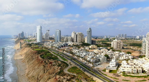 Netanya, Israel from a bird's eye view. Top-down view of the city © Alexey