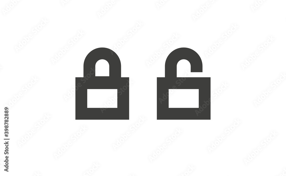 Lock icon in flat style. Security symbol vector illustration. Padlock open an closed. Lock icon in flat style. Security symbol vector illustration. Padlock open an closed.