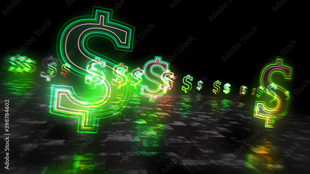 Dollar money symbol abstract neon 3d illustration Dollar money symbol abstract neon 3d illustration