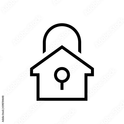 Logotipo seguridad en el hogar. Icono candado como casa con lineas en color negro