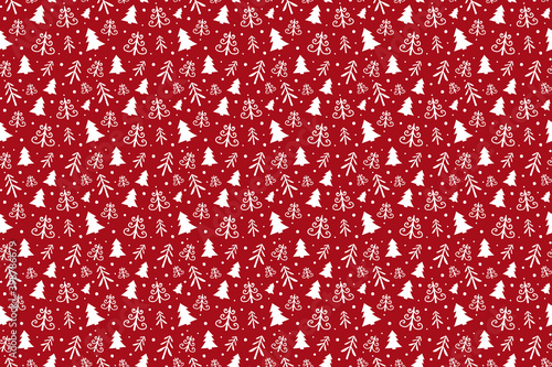 Christmas wrapping paper with trees. Xmas background. Vector