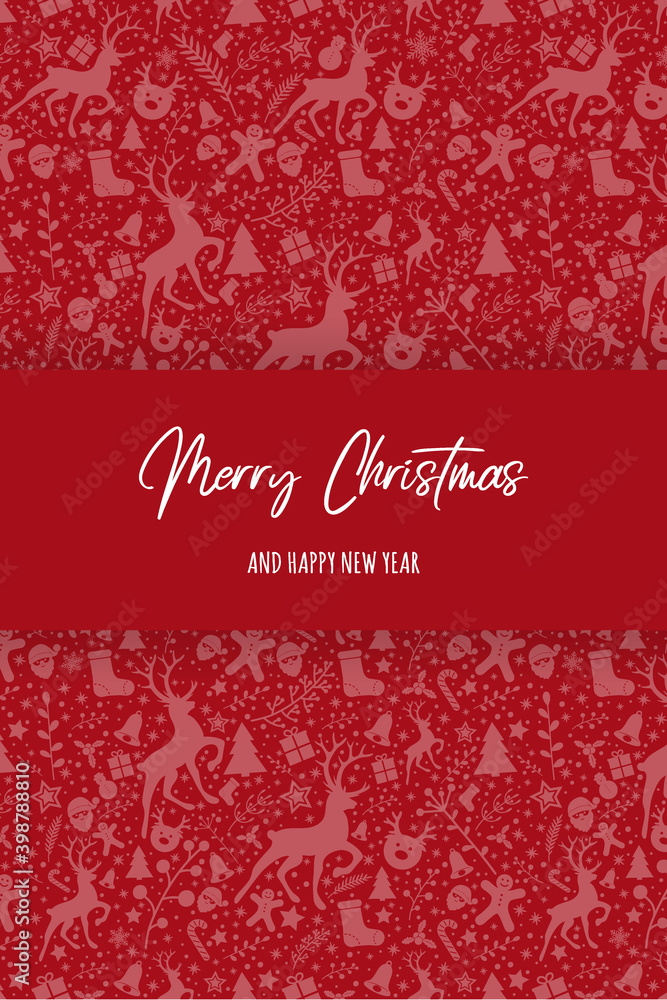 Christmas card with festive elements and wishes. Vector