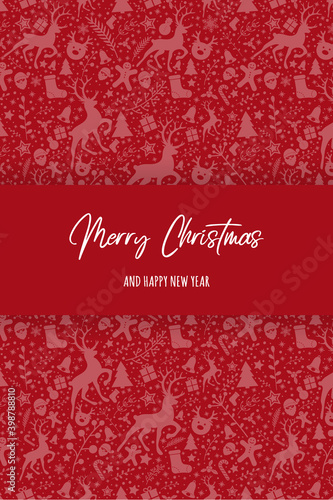 Christmas card with festive elements and wishes. Vector