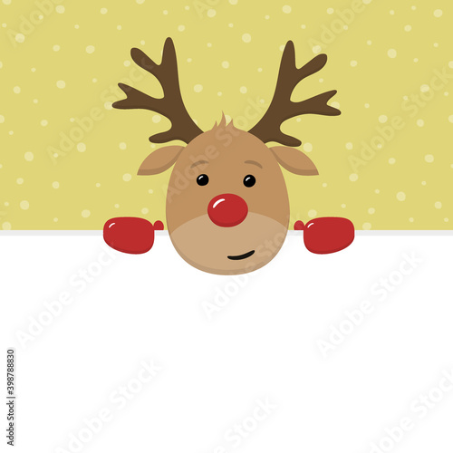 Christmas background with cute reindeer. Vector