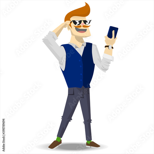 Entrepreneur look at phone