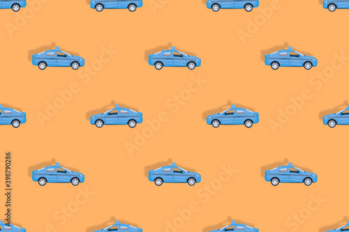 Taxi car. Seamless pattern on the theme of taxi.