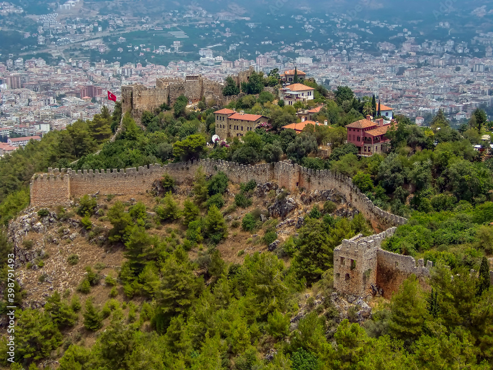 A view over the castle above the city of Alanya Turkey in the summertime