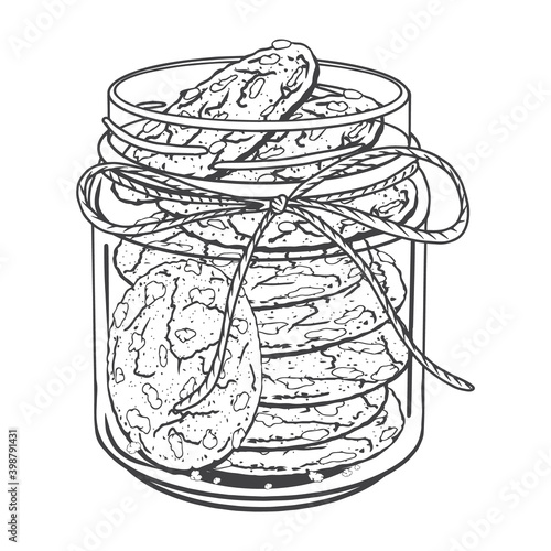 Canvas Print Glass jar with cookie and chocolate