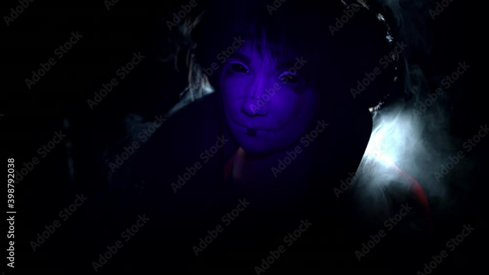 4k Black Background of Geisha Woman Posing with Black Eyes 4k Black Background of Geisha Woman Posing with Black Eyes