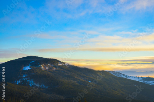 Amazing mountain landscape on a cloudy day, natural outdoor travel background. A picturesque scene in the Carpathians.