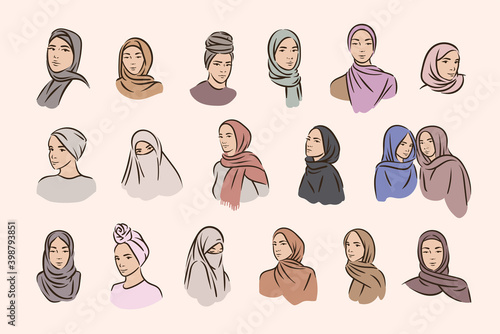 Muslim arabic islam woman in hijab and abaya portrait
