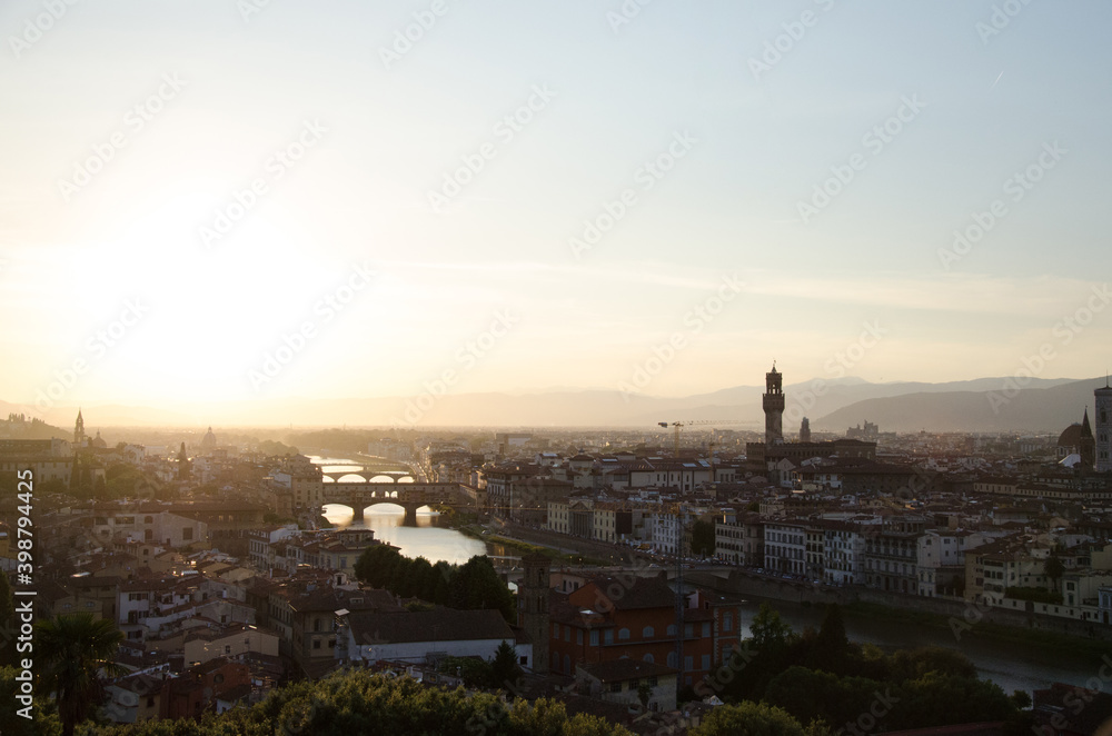 Sunset in Florence, view from the Mikelangelo square.
