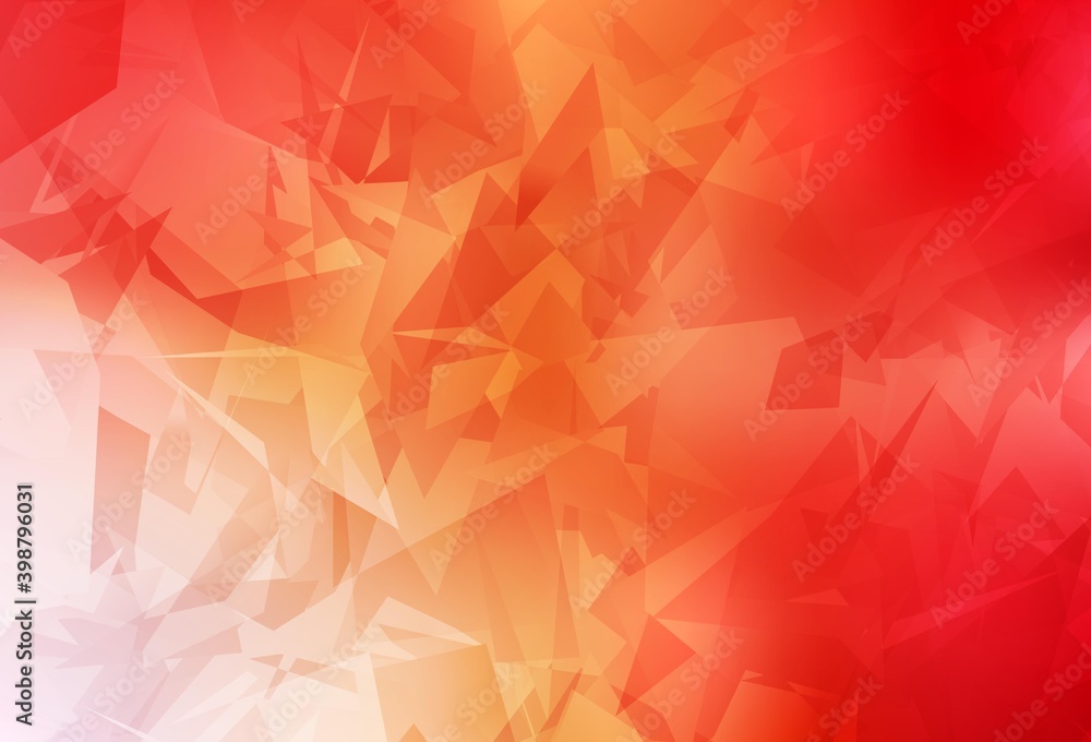 Light Red, Yellow vector backdrop with polygonal shapes.