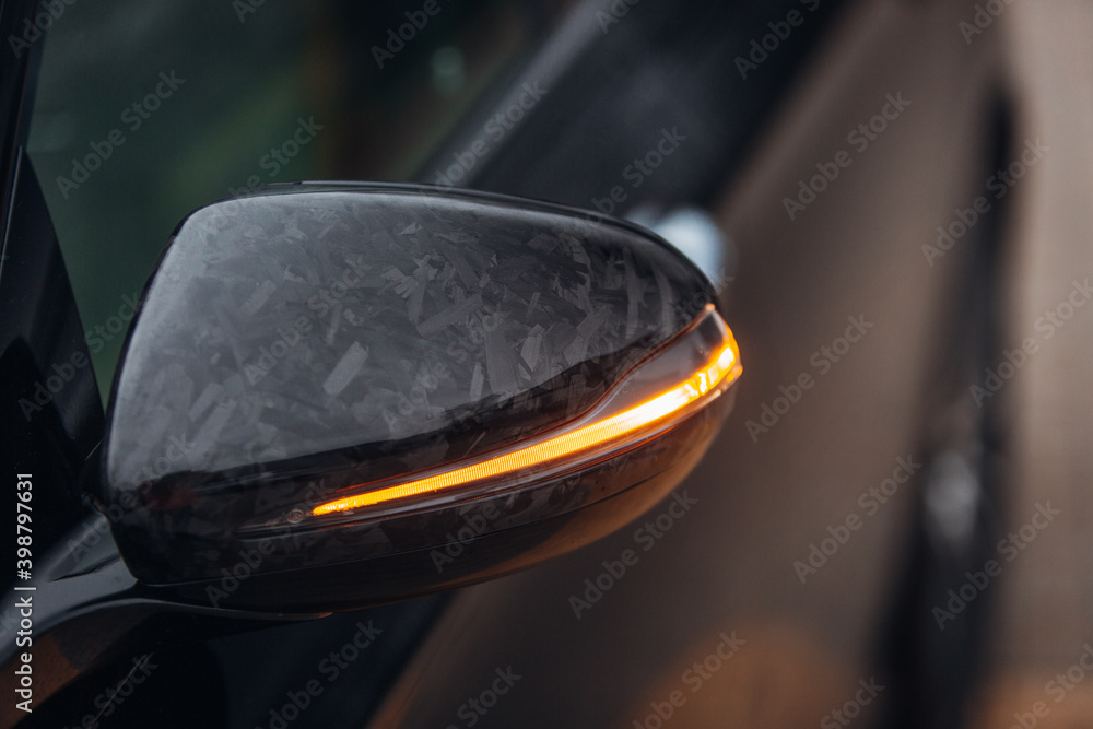 Modern sport car carbon rear view mirror Stock Photo Adobe Stock