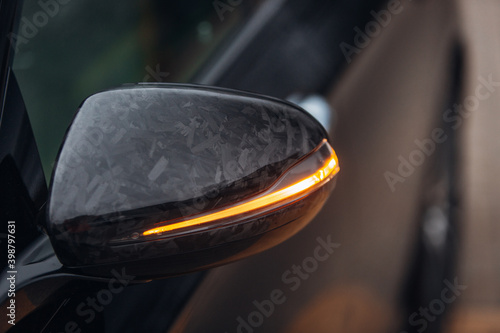 Modern sport car forged carbon rear view mirror