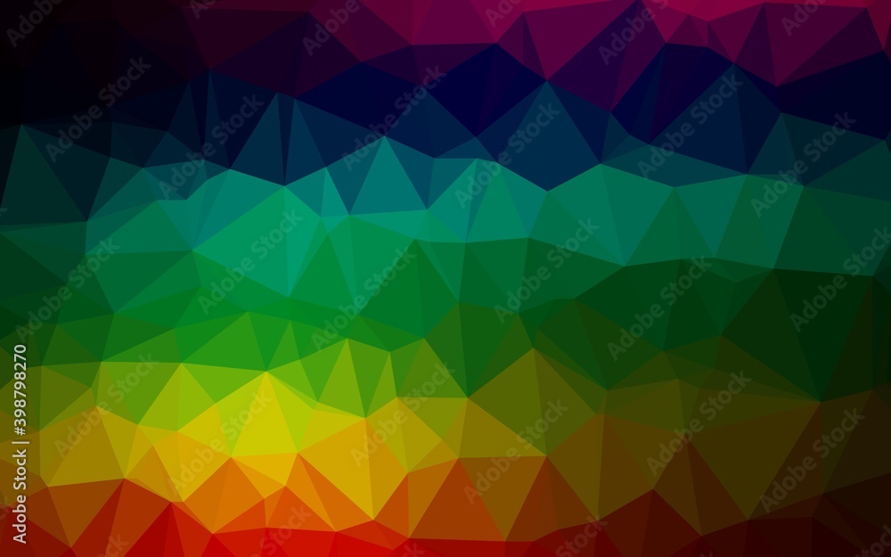 Obraz premium Dark Multicolor, Rainbow vector shining triangular template. A completely new color illustration in a vague style. Template for a cell phone background.