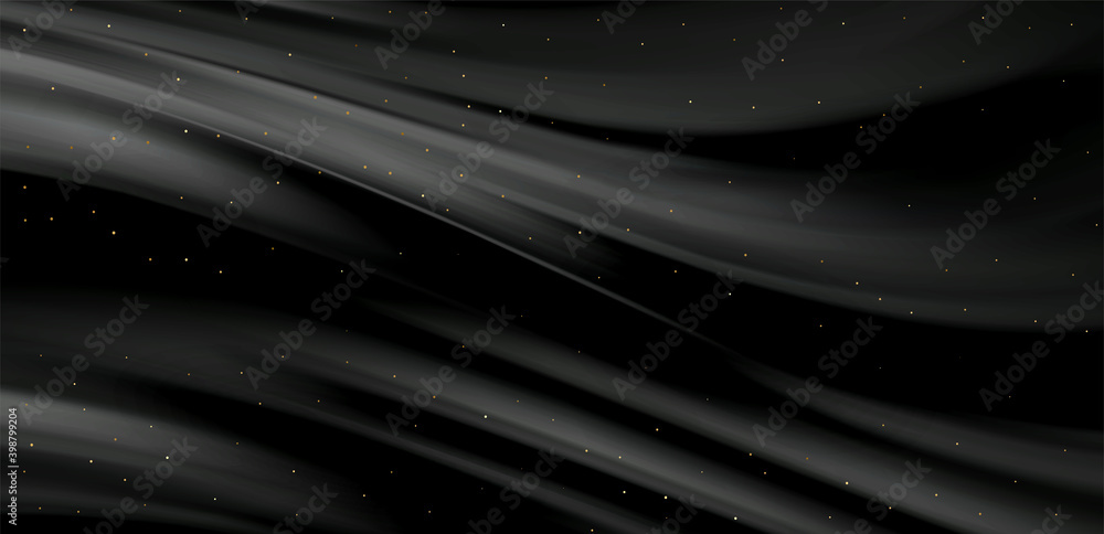 Smooth elegant black satin texture abstract background. Luxurious background design - obrazy, fototapety, plakaty 
