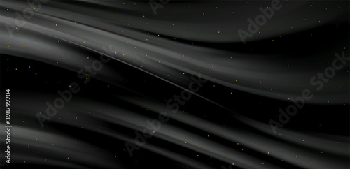 Smooth elegant black satin texture abstract background. Luxurious background design