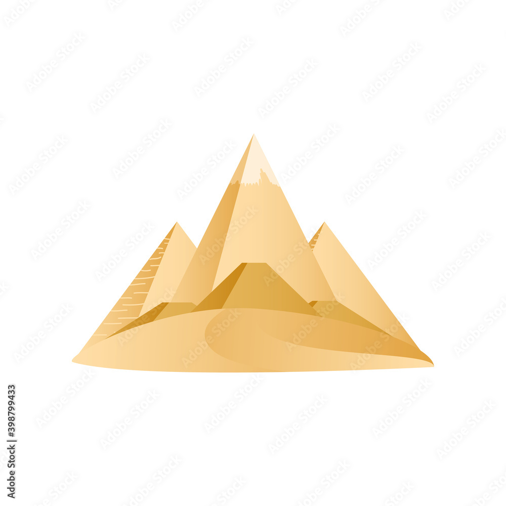 Fototapeta premium landmark of the great pyramids in giza egypt travel icon image white background