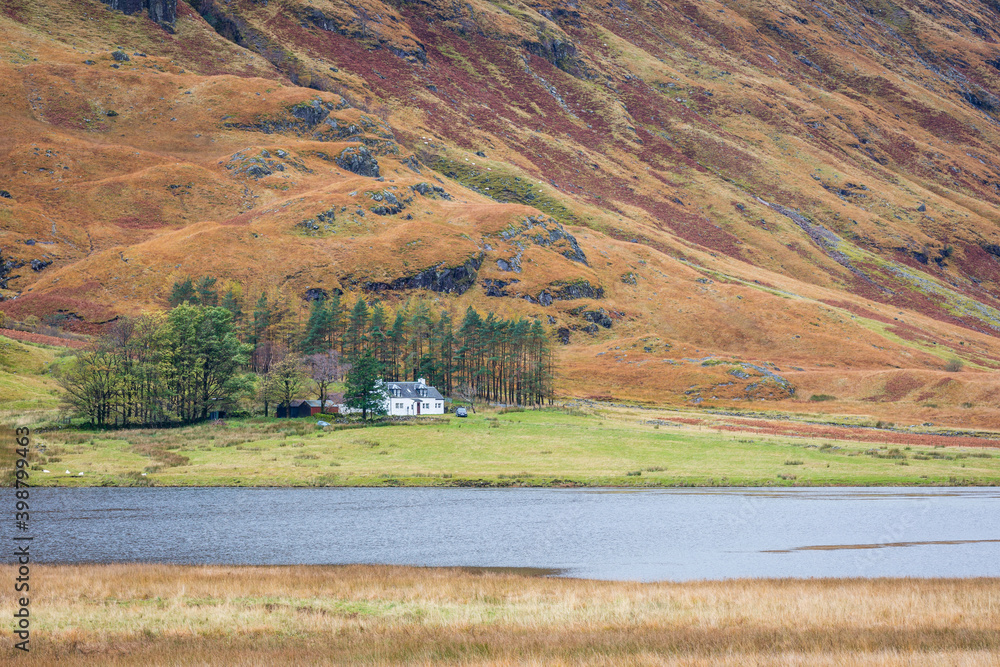 Solitary Cottage in Pass of Glencoe Scotland