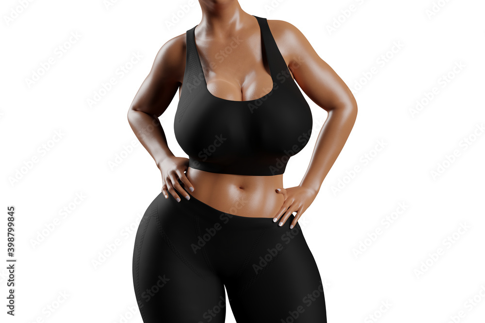 © PixlMakr - Young slim woman with big breasts in black sportswear © PixlMakr - Young slim woman with big breasts in black sportswear