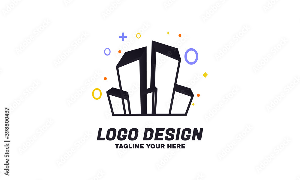 real estate logo design template construction black and white color