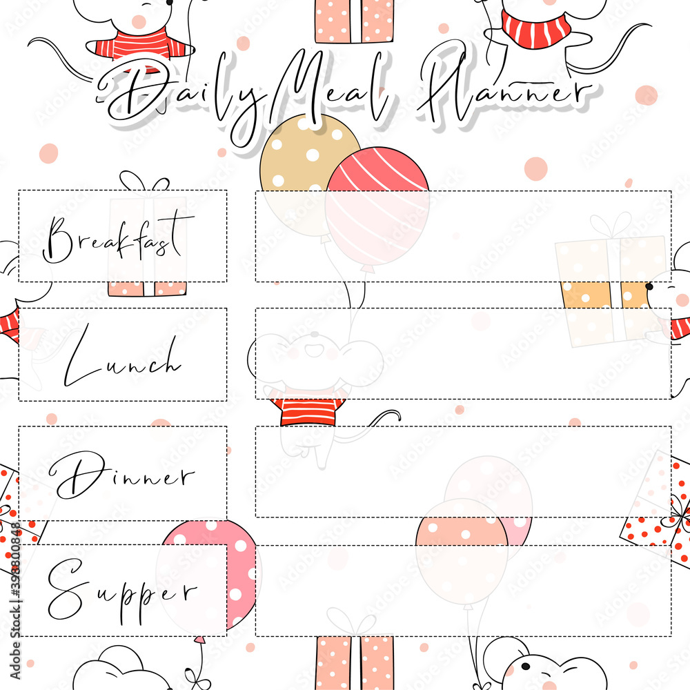 Obraz premium Ideas, Reminder, Meal planner notepad or sticky note for digital planners, journal and printable papers - Christmas Cute Animal Planners Collection 