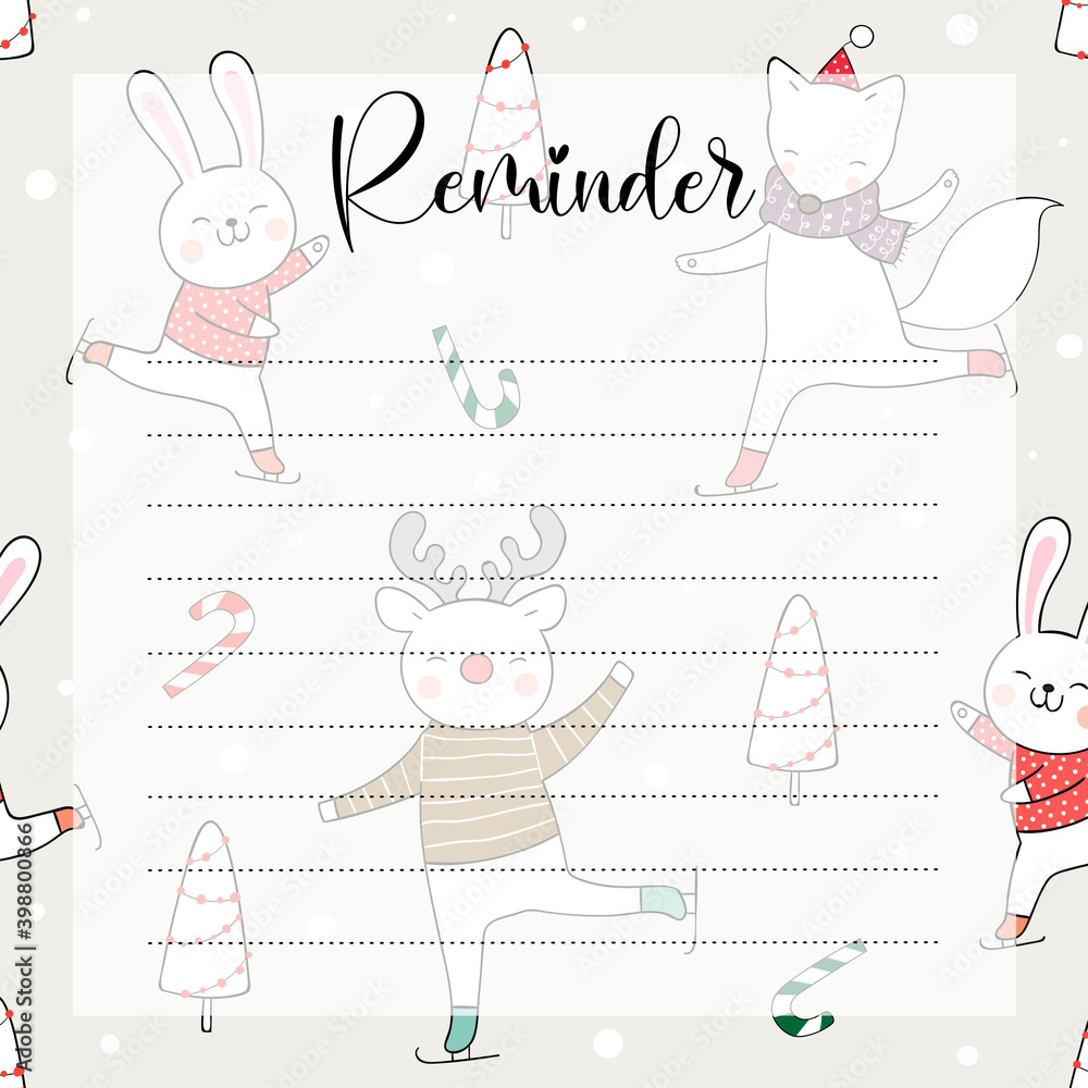 Ideas, Reminder, Meal planner notepad or sticky note for digital planners, journal and printable papers - Christmas Cute Animal Planners Collection Ideas, Reminder, Meal planner notepad or sticky note for digital planners, journal and printable papers - Christmas Cute Animal Planners Collection