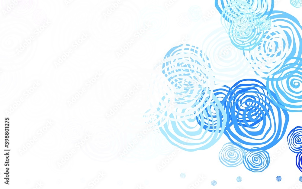 Light Pink, Blue vector doodle pattern with roses. Light Pink, Blue vector doodle pattern with roses.