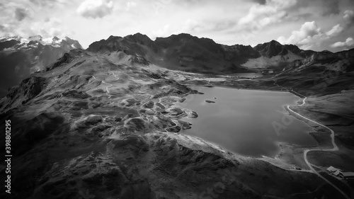 Amazing nature of the Swiss Alps - the Melchsee Frutt district in Switzerland from above - travel photography