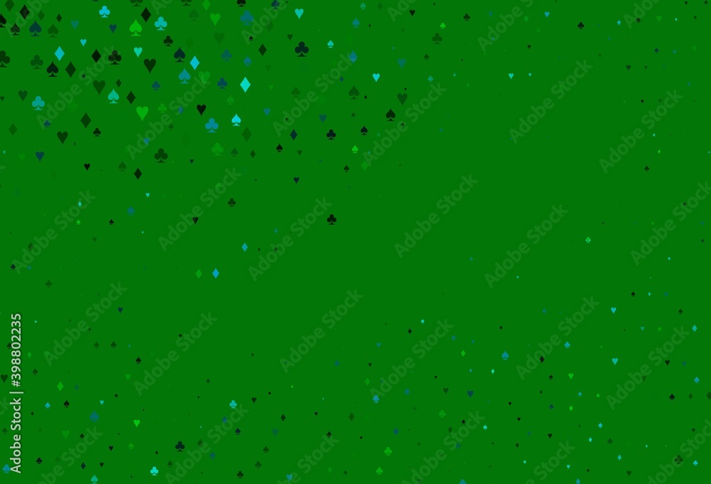 Light Blue, Green vector pattern with symbol of cards. Light Blue, Green vector pattern with symbol of cards.