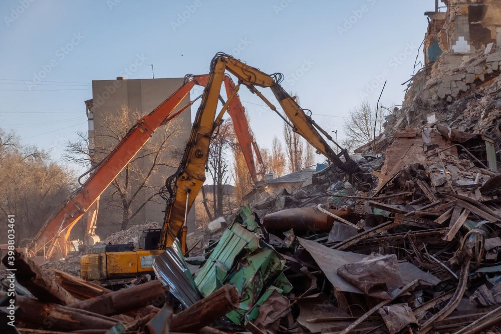Process of demolition of old industrial building Process of demolition of old industrial building