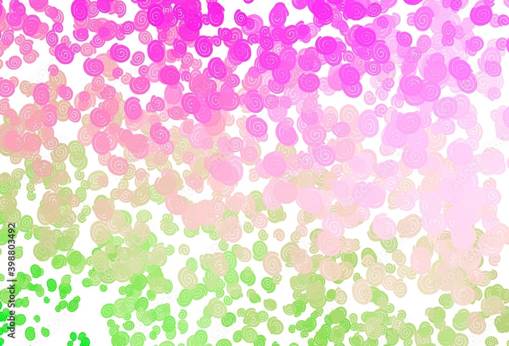 Light Pink, Green vector background with liquid shapes.